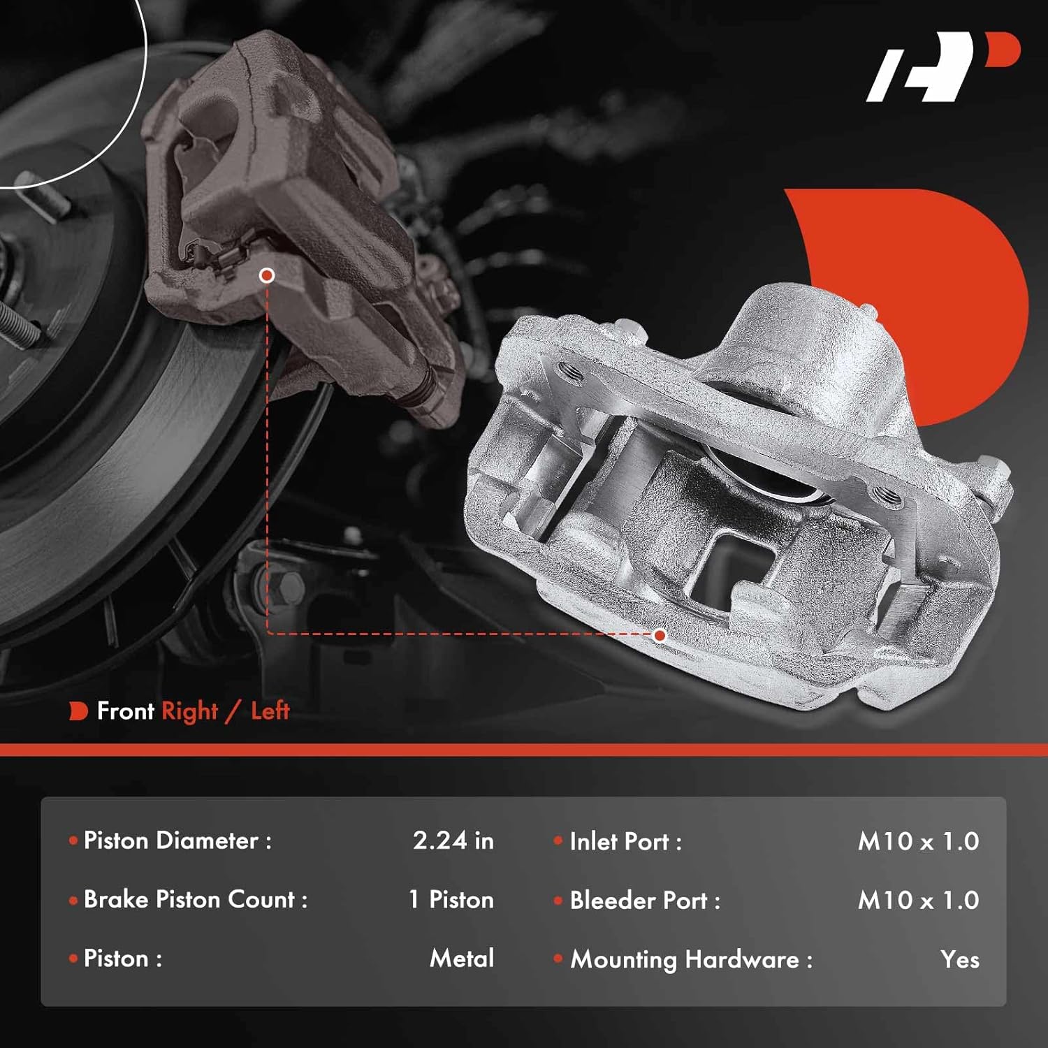 A-Premium Disc Brake Caliper Assembly with Bracket Compatible with Hyundai and Kia Models - Elantra 2007-2010, Sonata 2006-2010, Optima 2006-2010, Magentis 2007-2010, Soul 2010-2013