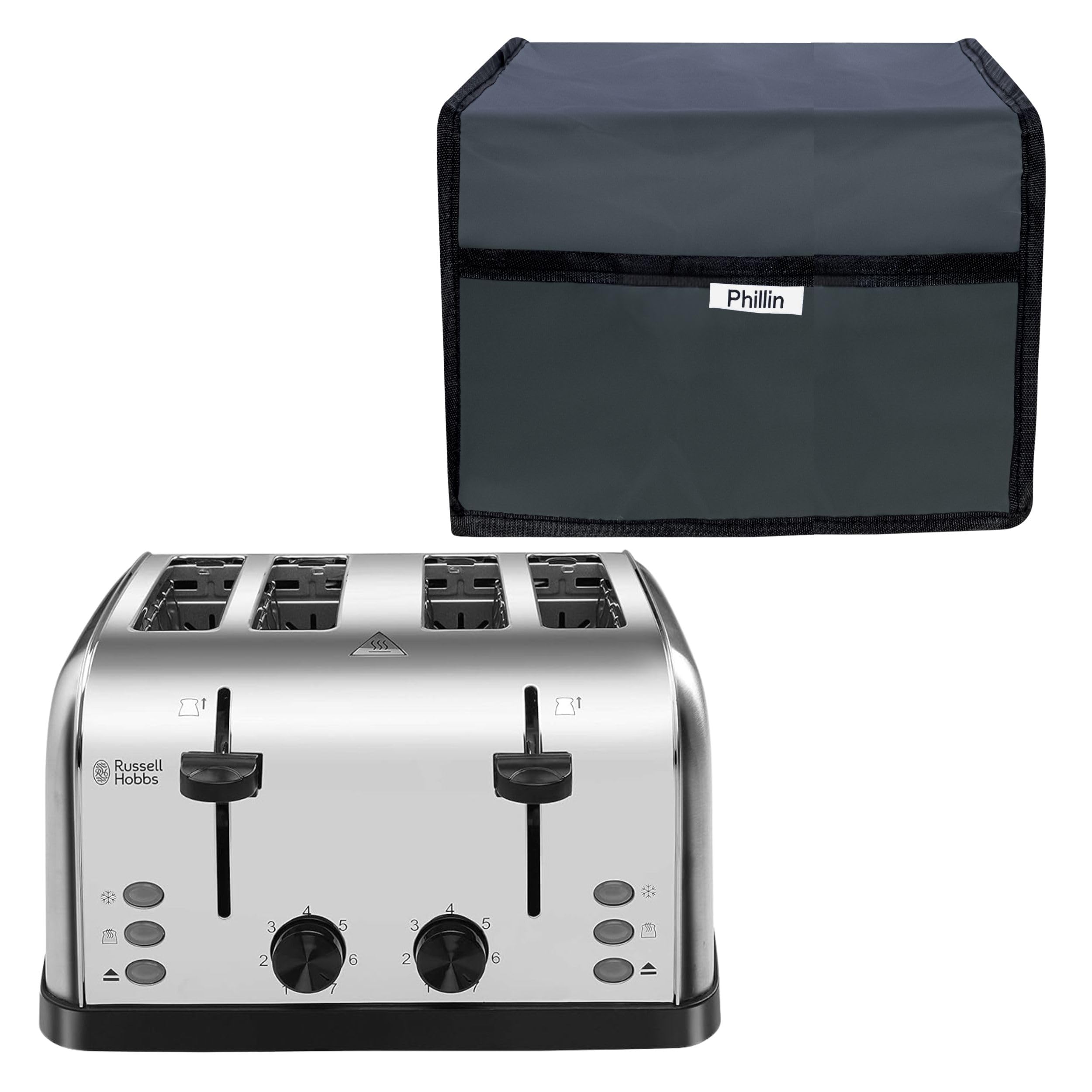 Toaster Cover Compatible Model with Russell Hobbs 18790 Pop Up Bun Warmer - Waterproof & Dustproof Kitchen Appliance Protective Case - 12x12x8 Inch (Grey)-image-33