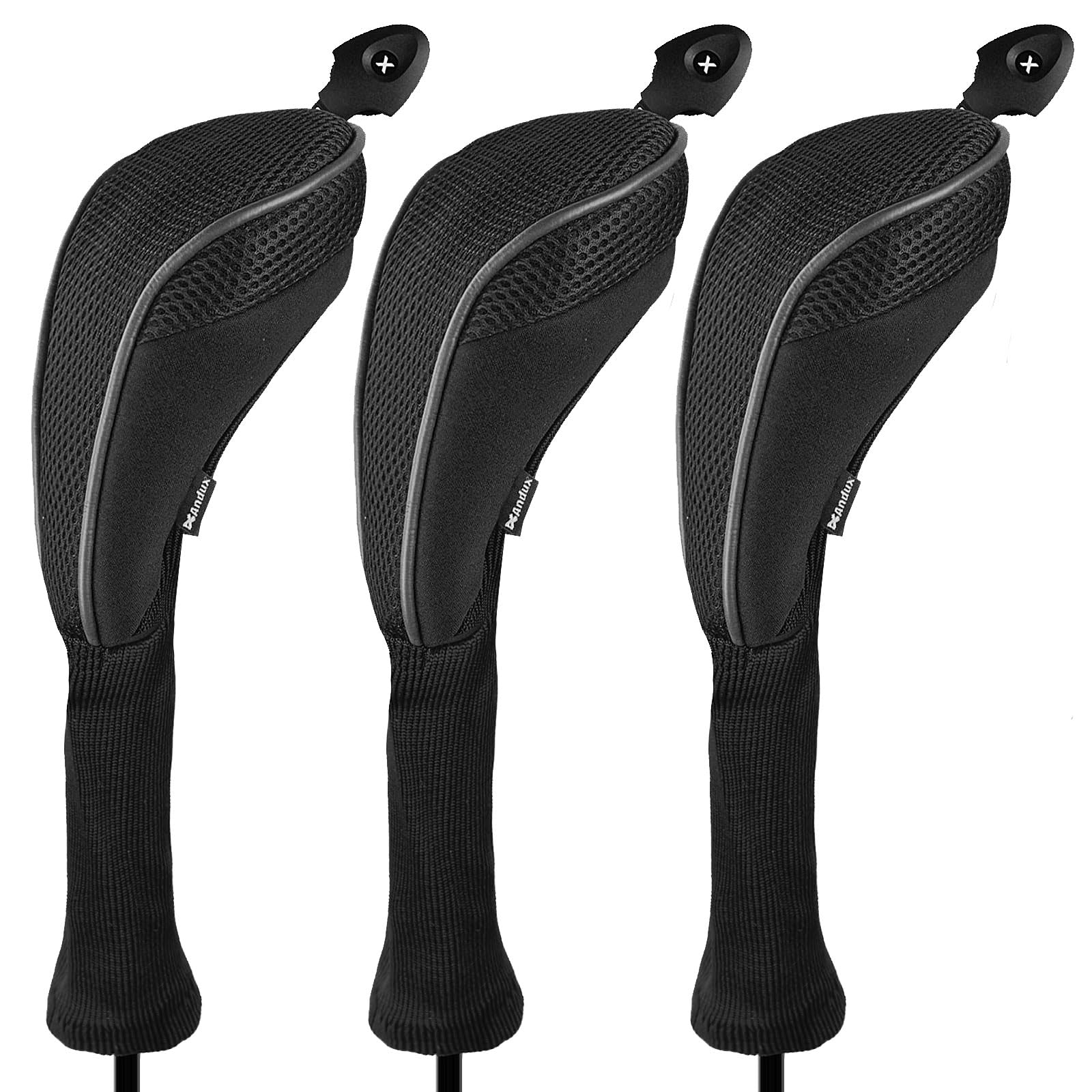 Andux 3 Pack Long Neck Golf Hybrid Club Head Covers Dial No. Tag CTMT-01