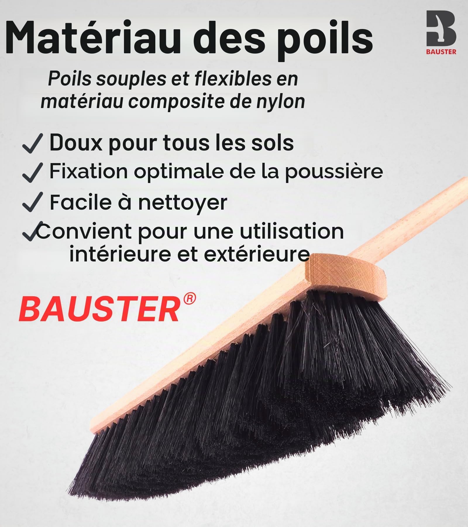Balai robuste de 800 mm - Avec manche de 120 cm - Balai de rue et jardin - Pour routes, trottoirs et intérieurs