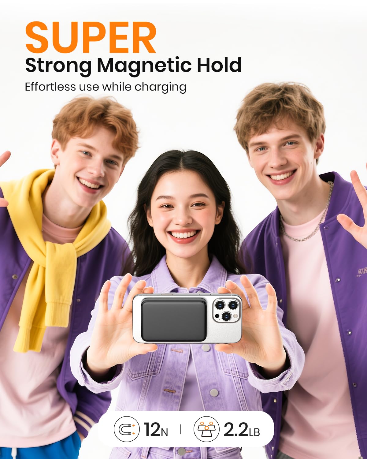 A ADDTOP - Magnetyczny powerbank 10 000 mAh – PD 20 W szybkie ładowanie powerbank z USB-C In&Out, Slim Wireless Charger, zewnętrzne akumulatory do telefonów komórkowych z wyświetlaczem LED do iPhone