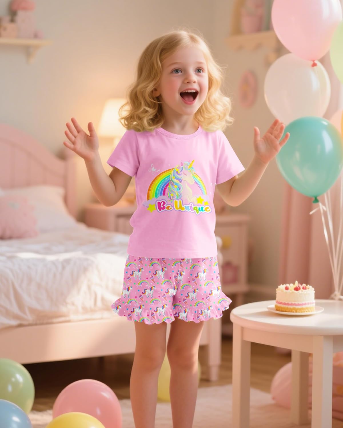 Sylfairy Girls Pajamas Summer Toddler Girl Pajamas Sets Short Sleeve Girls' Cute Sleepwear Pjs - Image 2