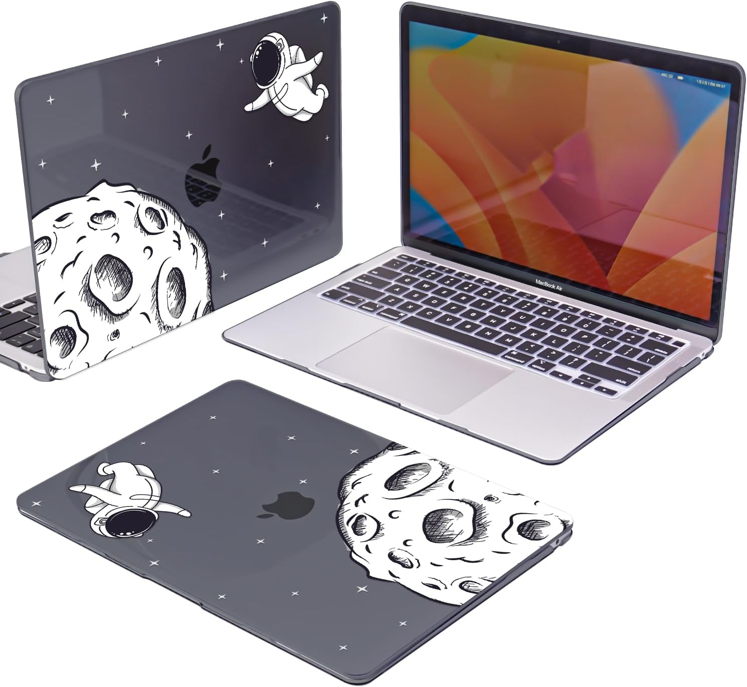 Compatible with MacBook Air 13 inch Case 2021 2020 2019 2018 Release M1 Chip A2337 A2179 A1932 Retina Display, Printed Pattern Plastic Hard Shell Case Keyboard Cover Screen Film, Astronaut