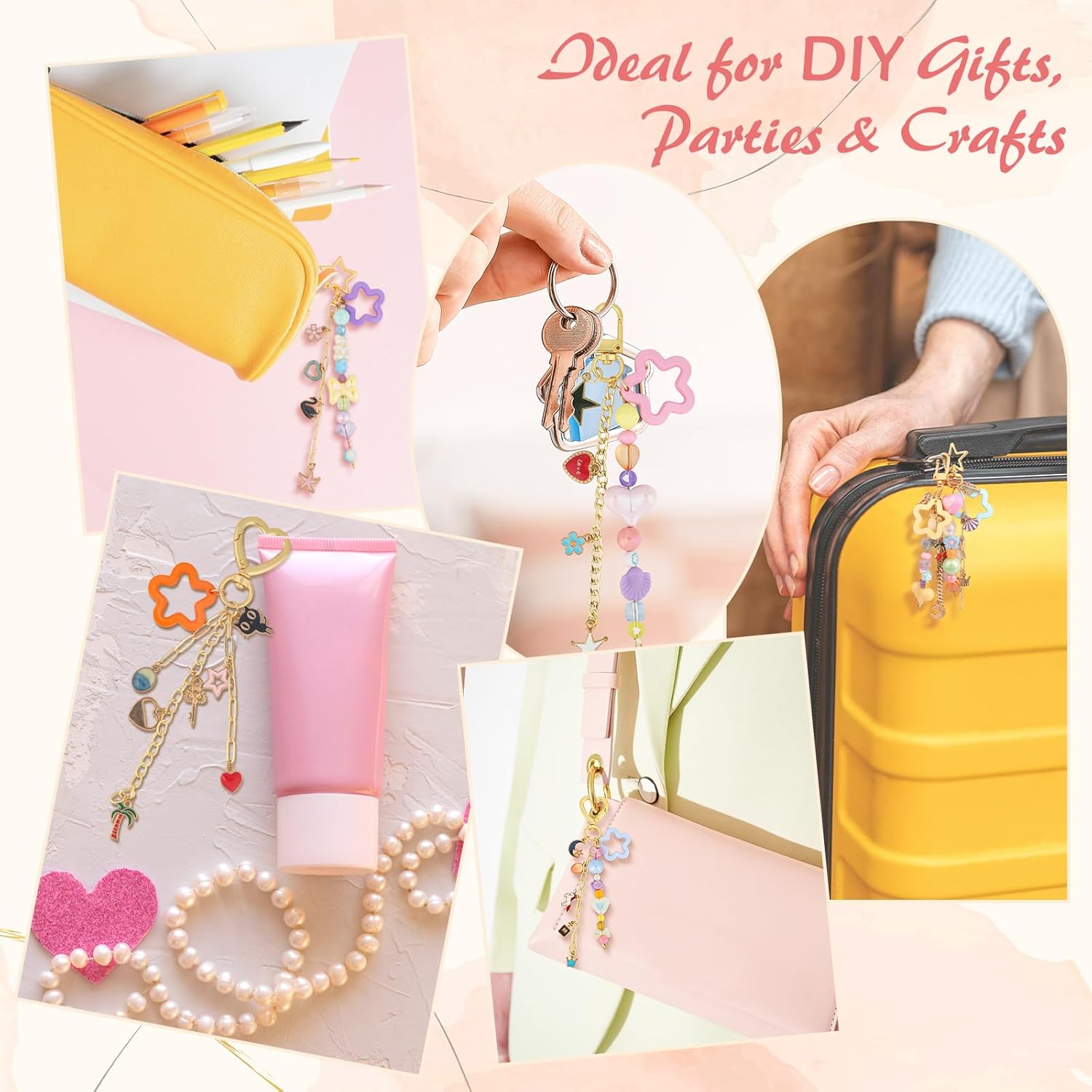 Ecoofor Keychain Making Kit 354 Pcs — Bag Charm Kit with 136 Charms, 25 Extender Chains, 20 Keychain Clips, Beading Accessories & Jewelry Pliers — DIY Crafting and Jewelry Making for Adults - Image 7