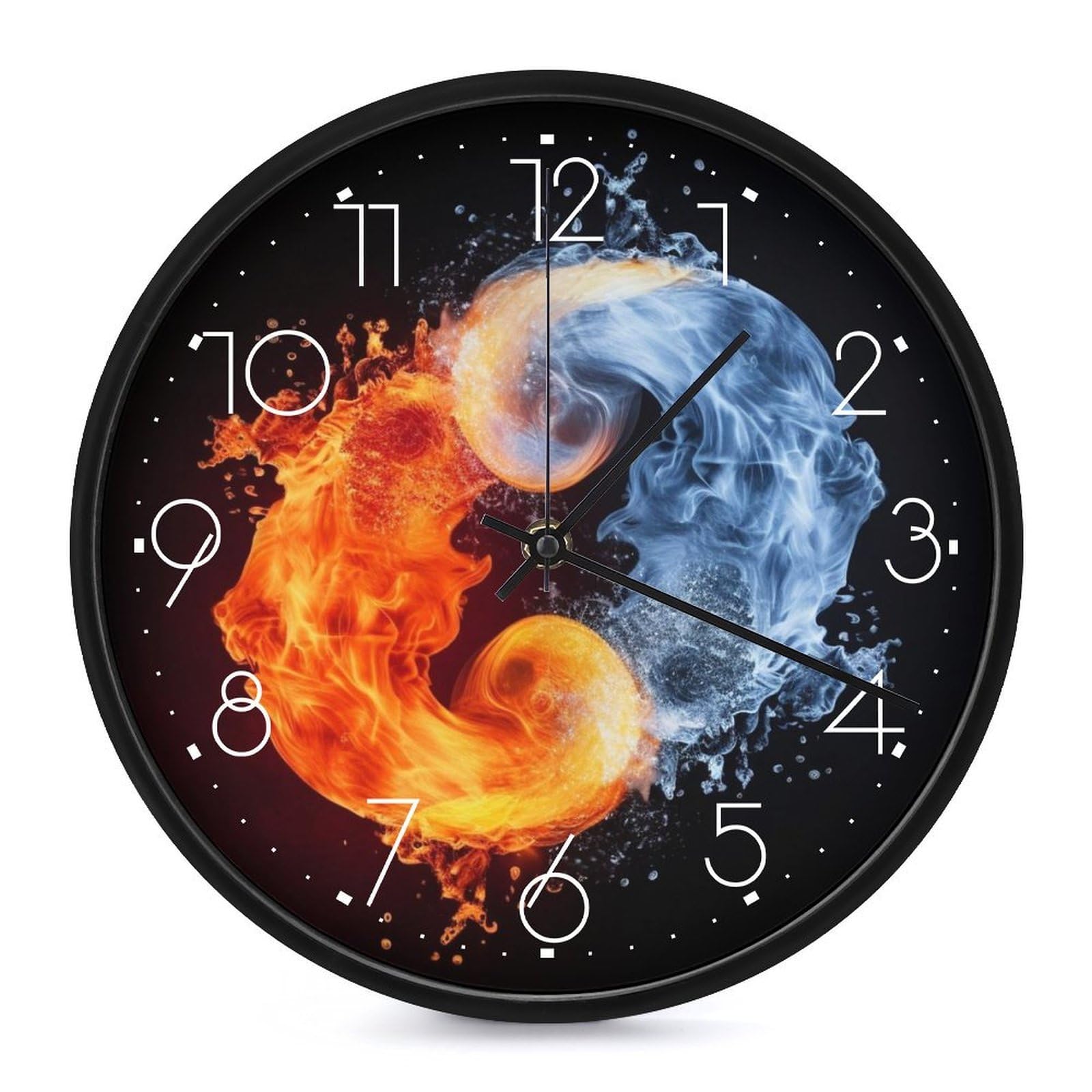 Horloge murale vintage Yin Yang 25,4 cm au design personnalisé et finitions soignées