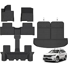 JAOGAUS- Floor Mats & Cargo Liner Set for 2021-2025 Kia Sorento Hybrid PHEV & HEV Sorento Plug-in Hybrid 6/7 Passenger 2021-2024, 1st & 2nd & 3rd Row Full Set, TPE Floor Liners Sorento Accessories