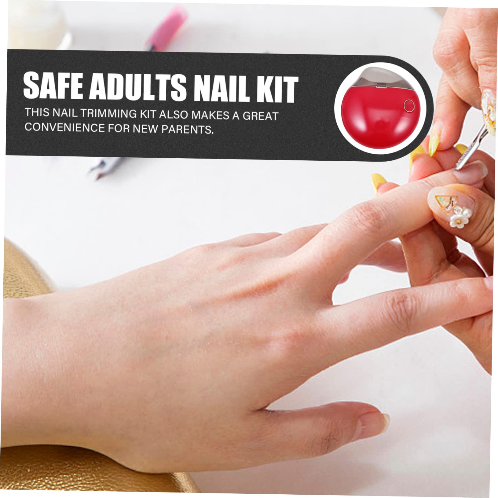 VICASKY 2juegos Kit Eléctrico De Cuidado De Uñas Para Niño Niña Trimmer Automático Prueba De Salpicaduras Accesorios De Manicura Compactos y Portátiles Para Viajes y
