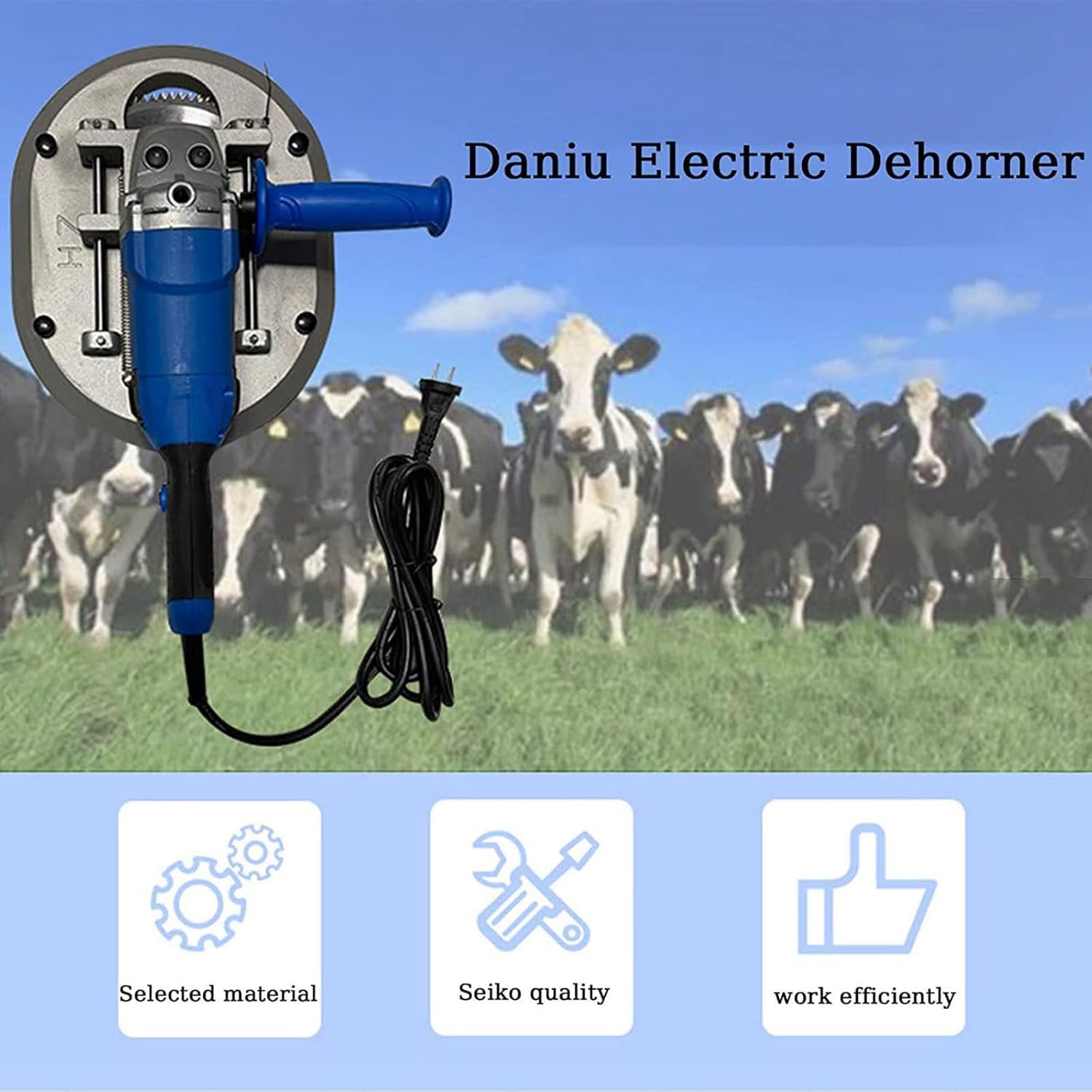 Disinnesco Elettrico 1700W 220V per Bovini, Lama Acciaio Rapido Professionale, Design a Doppia Impugnatura Sicura per Rimozione Corna Bovini Ovini Caprini, Attrezzo Fattoria Veterinario