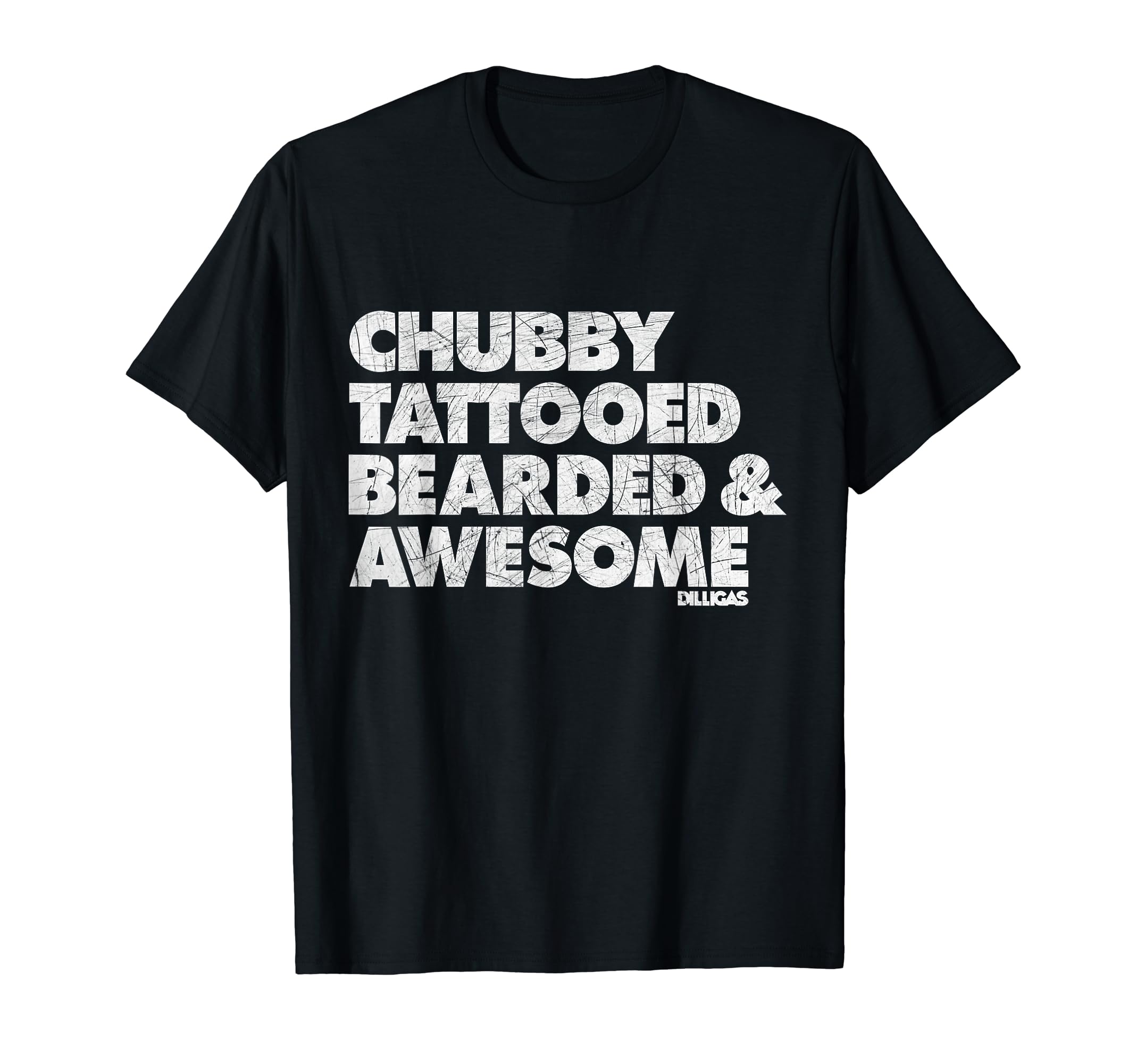 Chubby Tattooed Bearded & Awesome T-Shirt Vintage Distressed