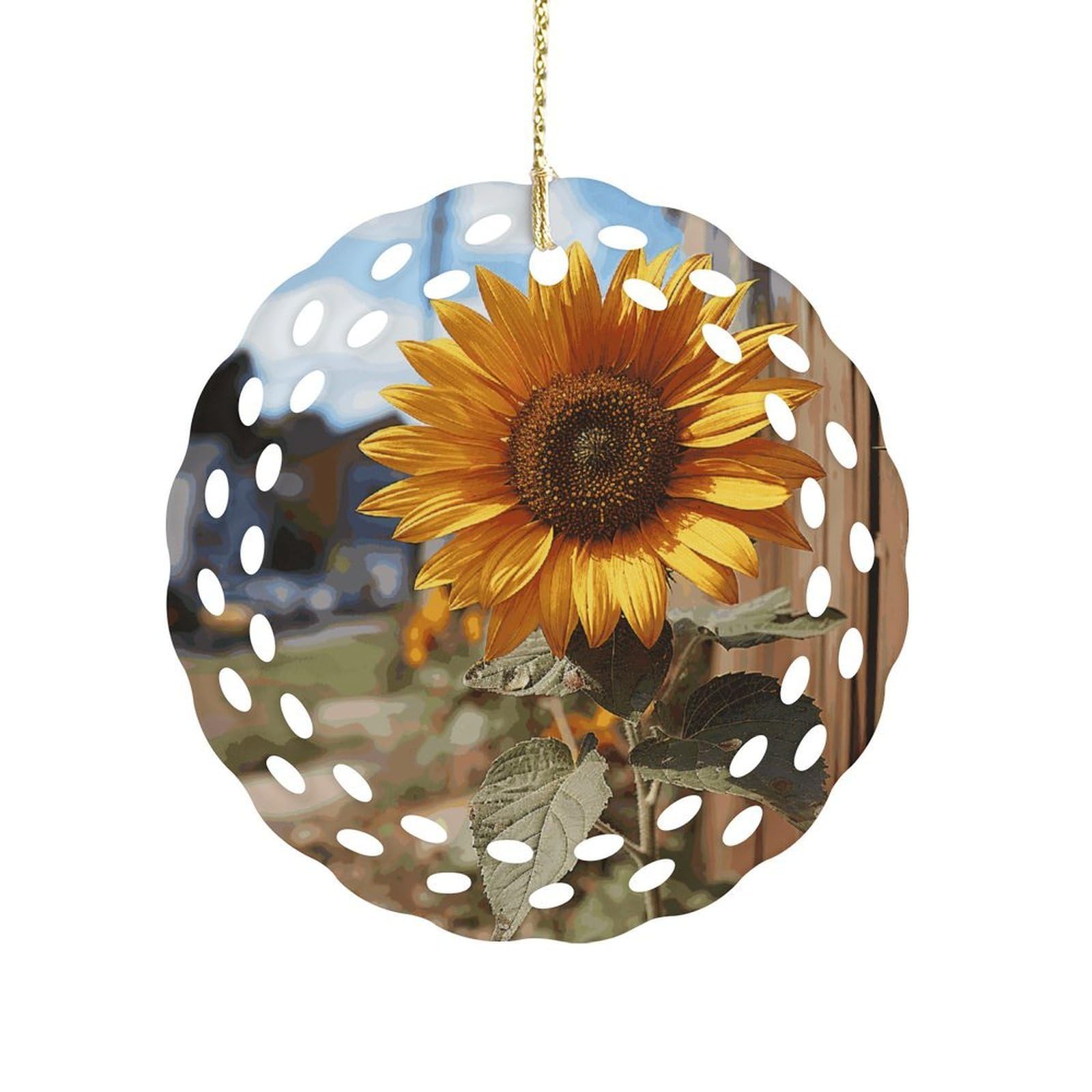 Fodpand Women's Style Farm Sunflower Ceramic Ornament For Home Decor 3.2" Round Tree Decoration Christmas Ornaments For Men Double-Sided Design
