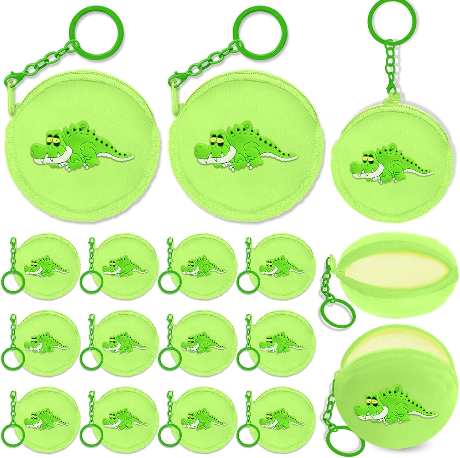 KeeStar 15 Pack Crocodile Coin Purse with Zipper Keychain,Wallet Bag Party Favors for Crocodile Birthday Party Decoration,Animal Themed Baby Shower,School Carnival Rewards,Travel,Classroom Prize