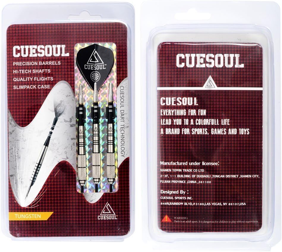 CUESOUL 90% Professional Steel Tip Darts - 22/24/26 Grams with Luxury Dart Case