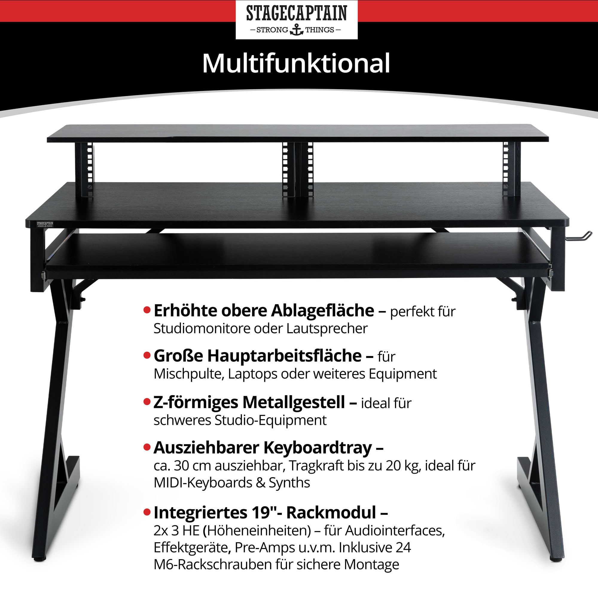 Stagecaptain ST-120 Mesa de Estudio, Estructura Estable en Z de Metal