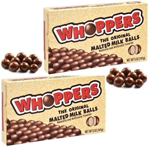 WHOPPERS Original Malted Milk Balls Candy (2 Pack Theater Box-5 oz Each)