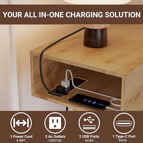 Miniatura 3 de Rovibek Mesa consola de 63 pulgadas para entrada, mesa de entrada de granja con 2 cajones, mesa detrás del sofá con tomacorriente, mesas de entrada