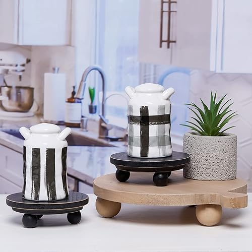 Vista 56 de Defined Deco Mini elevadores para exhibición, elevadores de madera para decoración, pedestales redondos pequeños de 5 pies (juego de 2, blanco)