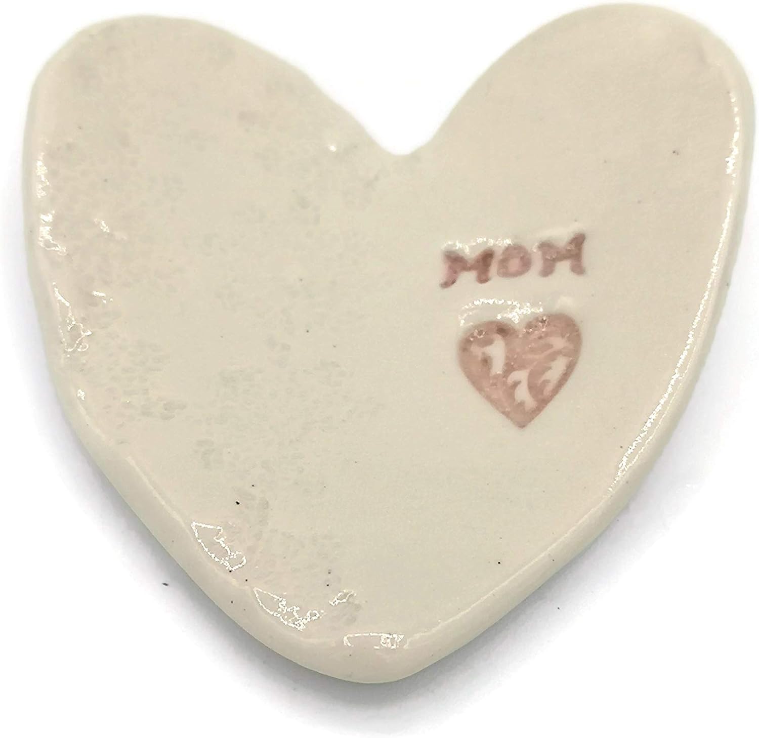 Small Heart Bowl Ceramic Trinket Dish, Handmade Ring Plate for Mom