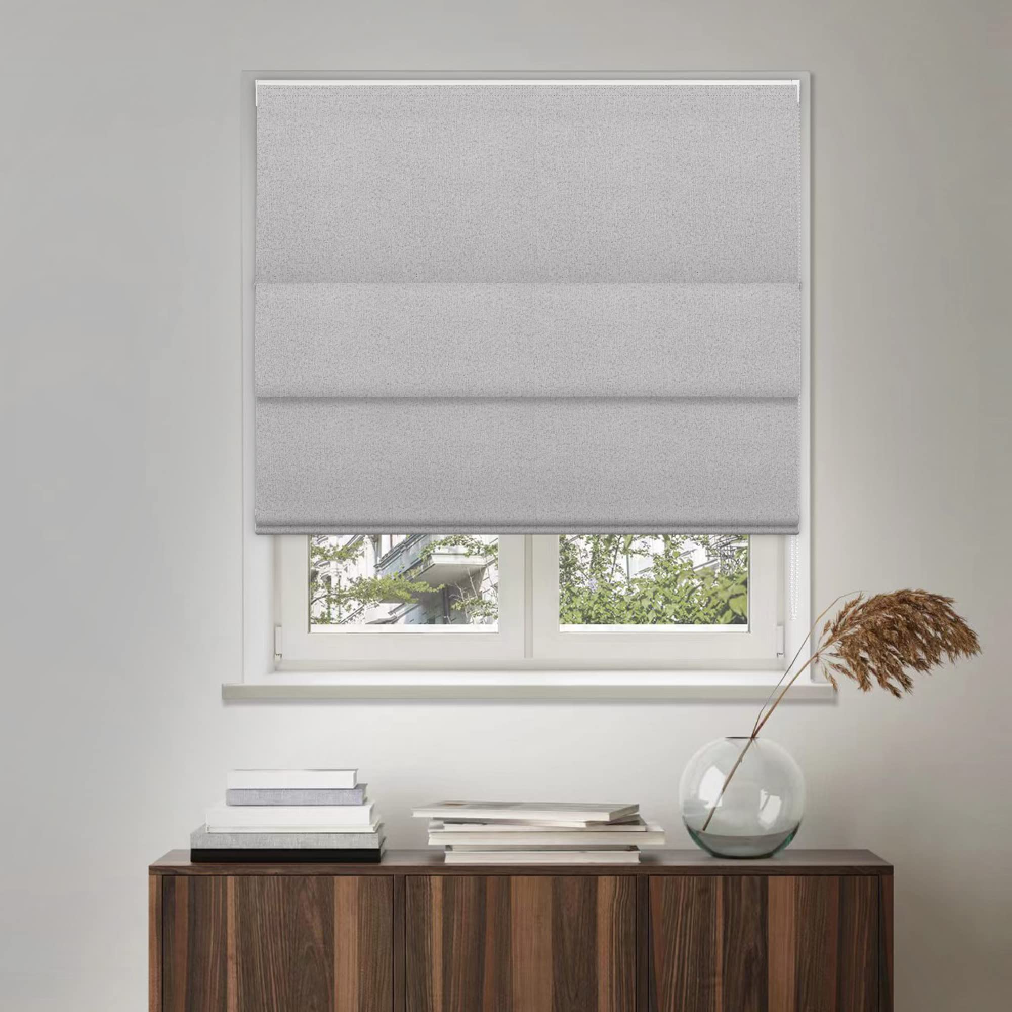 100% Blackout Roman Shades, Room Darkening Blinds for Windows,Easy to Install Thermal Insulated Window Blind for Bedroom, Living Room, Office, Cafe.Fog Colours,78" W x 60" H Sy-blackout-fog