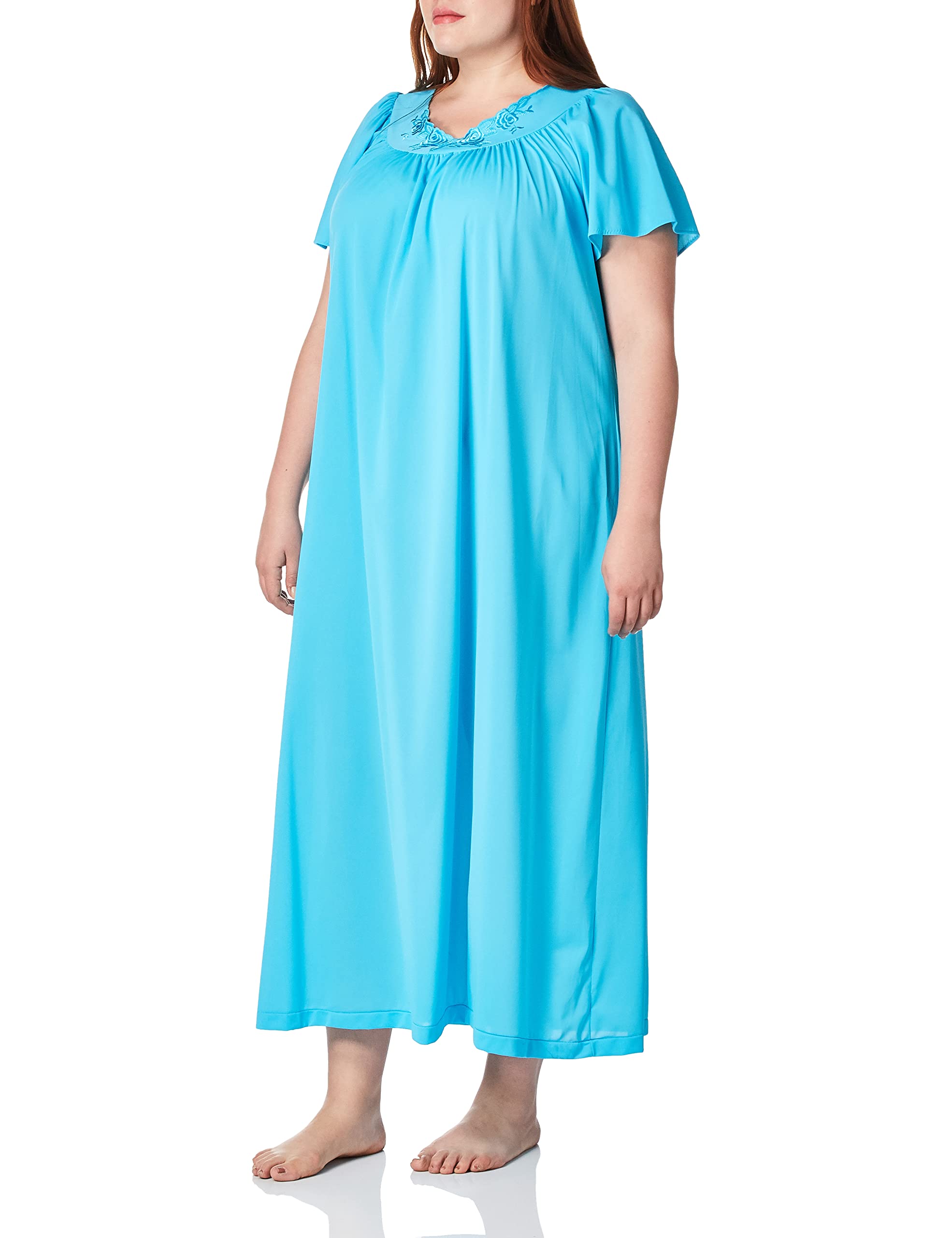 ShadowlinePlus Size Women's Petals 53 Inch Short Flutter Sleeve Long Gown