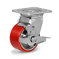 Vista 9 de Ruedas giratorias resistentes de 6 pulgadas, ruedas industriales de poliuretano, juego de 4 con capacidad de carga de 4800 libras