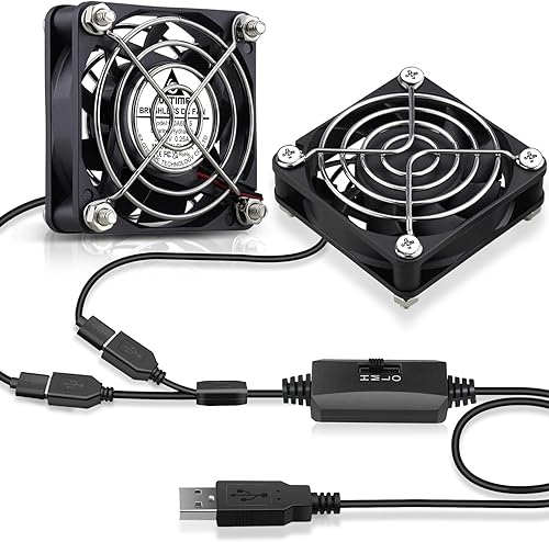 Vista 43 de GDSTIME Paquete de 2 ventiladores USB silenciosos de 1.575 pulgadas con 3 controles de velocidad, mini ventilador de carcasa de computadora sin