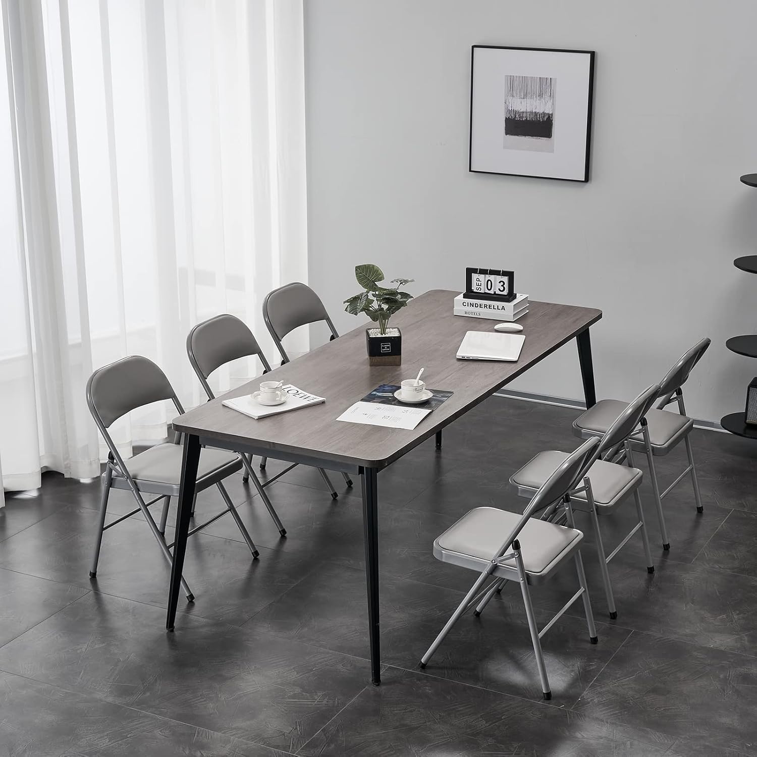 Imseigo Paquete de 12 sillas plegables grises con asientos acolchados