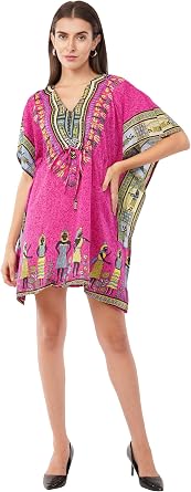 Divine threads Women s Short Kimono Tunic Kaftan Plus Size Dashiki Caftan Summer Beach Wear
