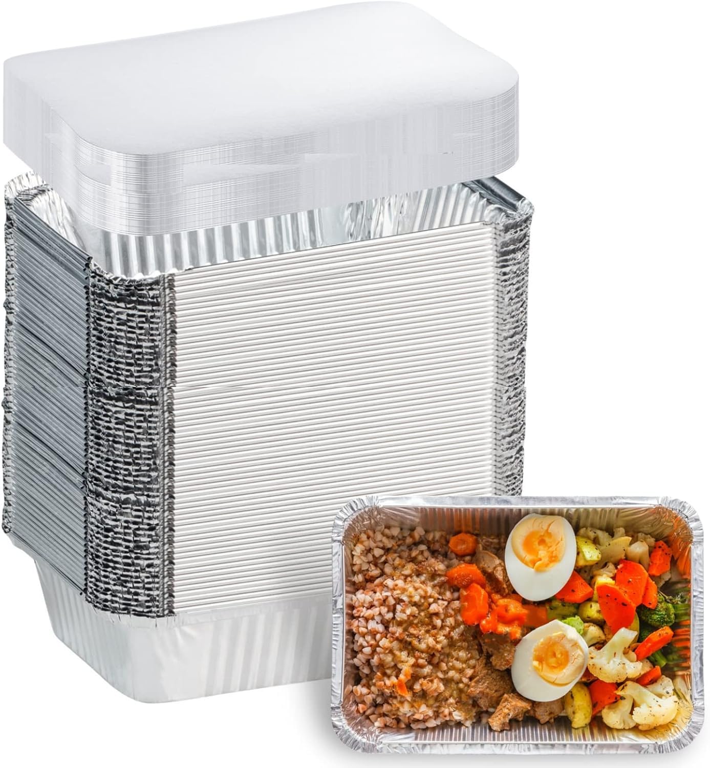 Findful Aluminum Foil Pans - 50 Pack, Lids Included -9