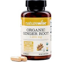 NatureWise Organic Ginger Root 1200mg - USDA Organic Certified Organic by CCOF - Digestive Comfort & Immune System Support - Vegan - Non-GMO - USA Manufactured - 90 Capsules[45-Day Supply]