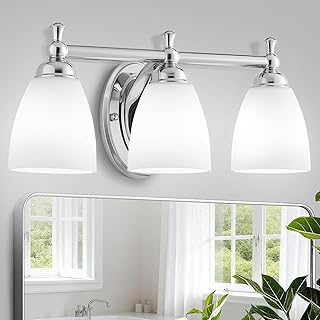 Bathroom Light Fixtures, 3 Light Bathroom Lighting Fixtures Over Mirror Wall Mounted Lighting Chrome