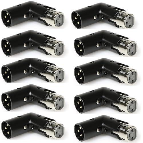 Miniatura 1 de LyxPro Adaptador de ángulo XLR doble macho y hembra se puede colocar en 4 ángulos diferentes derecha izquierda y 90 grados, ideal para mezcladores