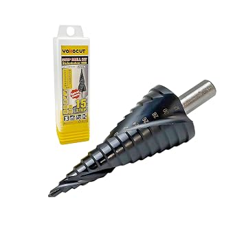 Cobalt Step Drill Bit for Stainless Steel and Hard Metal, High Speed Steel 6% Cobalt Step Bit with AlTiN Coating, Cone Drill Bit Multiple Hole Cutter 4-32mm, 15 Steps