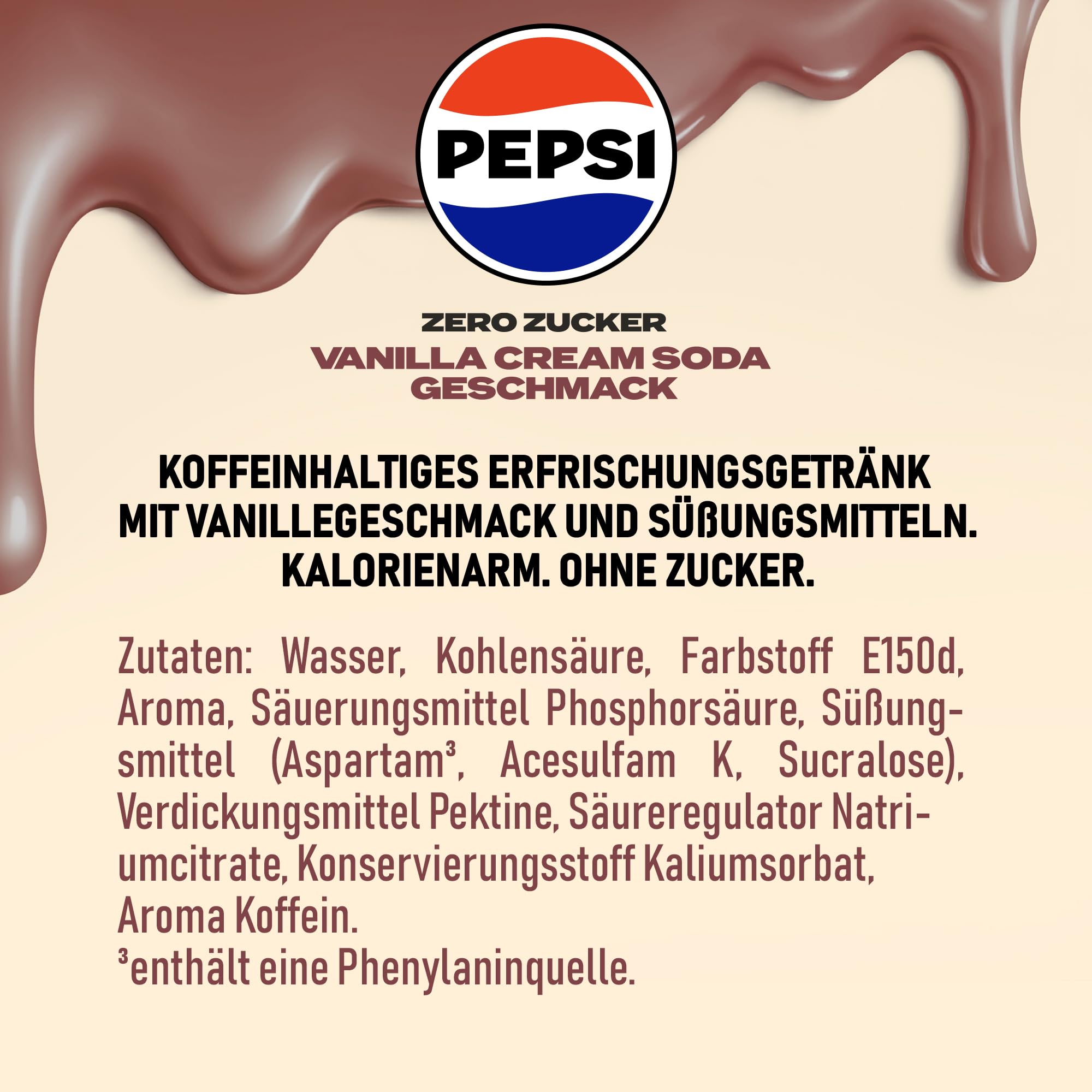 Pepsi Zero Zucker Vanilla Cream Soda Geschmack in der Dose, Einweg (24 x 0,33l)