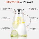 SUSTEAS 2.0 Liter 68 Ounces Pitcher en verre avec couvercle glacé Pitchcher thé Pot à eau chaud Eau froide glace Thé Vin Café Lait et jus Boissons Carafe