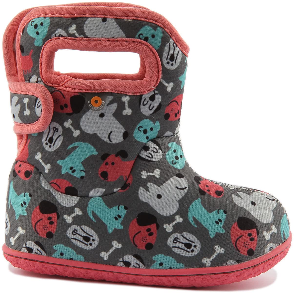 Bogs Baby Waterproof Snowboot Rain Boot, Puppies-Dark Gray, 10 US Unisex Infant