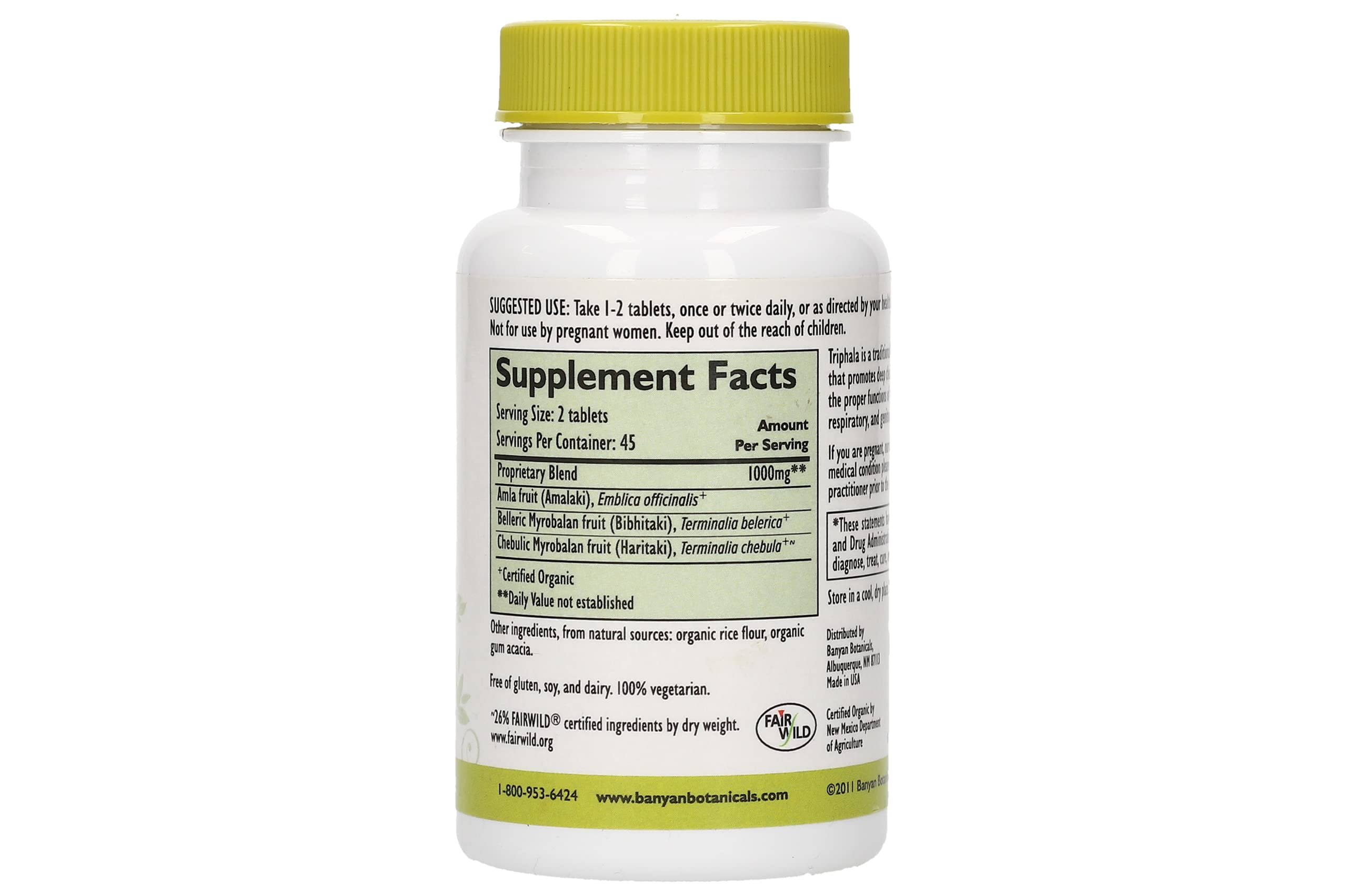 Banyan Botanicals Triphala Tablets Organic Triphala Supplement with