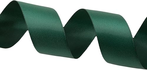 Miniatura 2 de Cinta de satén de doble cara de 1 pulgada, cinta verde cazador para envolver regalos, lazos para el pelo, hacer silla, banda para el día de San