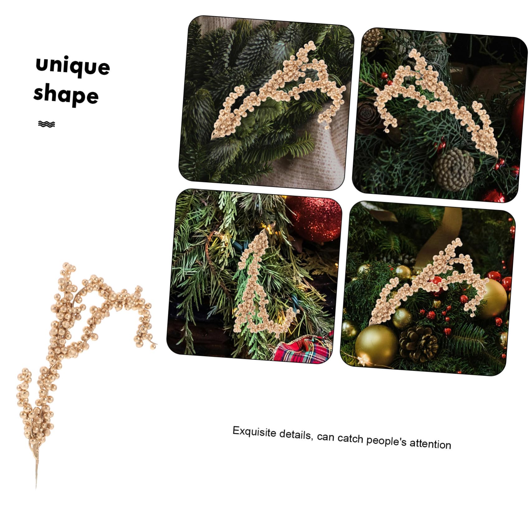 Lot De 3 Branches De Baies Artificielles Dorées Dorées Mousseuses Décoratives en Plastique pour Noël Décoration Intérieure Fête