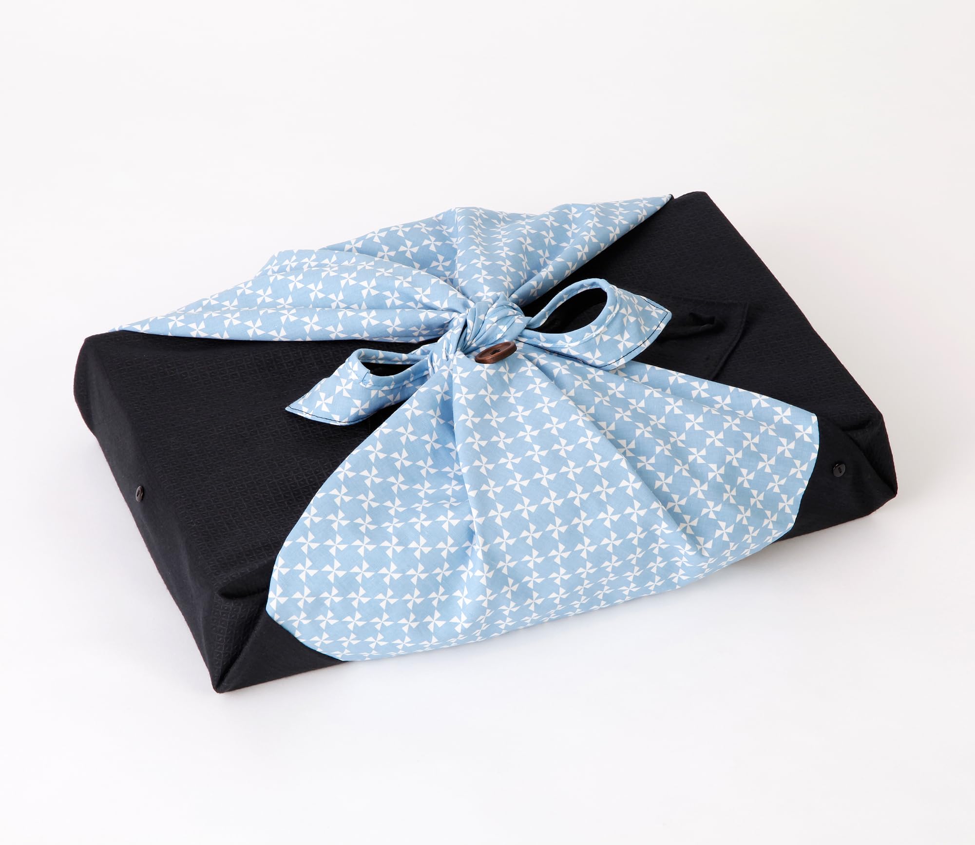IPPINKA Furoshiki Multifunktionstasche und Matte, japanischer traditioneller Wickelstoff, Schwarz/Blau