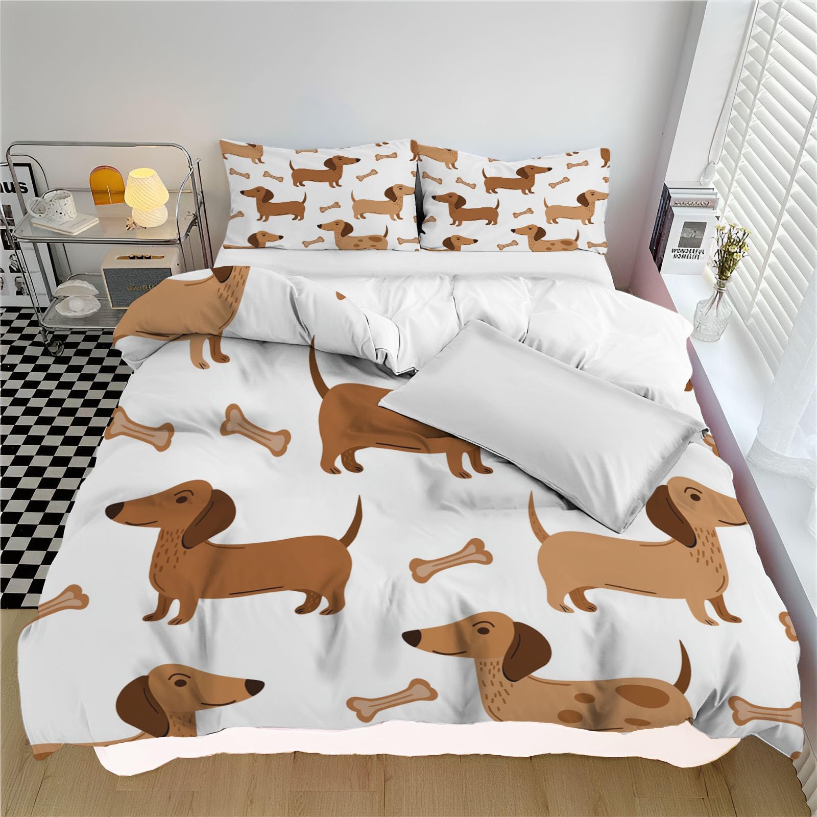 Parure de lit teckel 200x200 recréant un cocon ludique et joyeux dans la chambre d'enfant