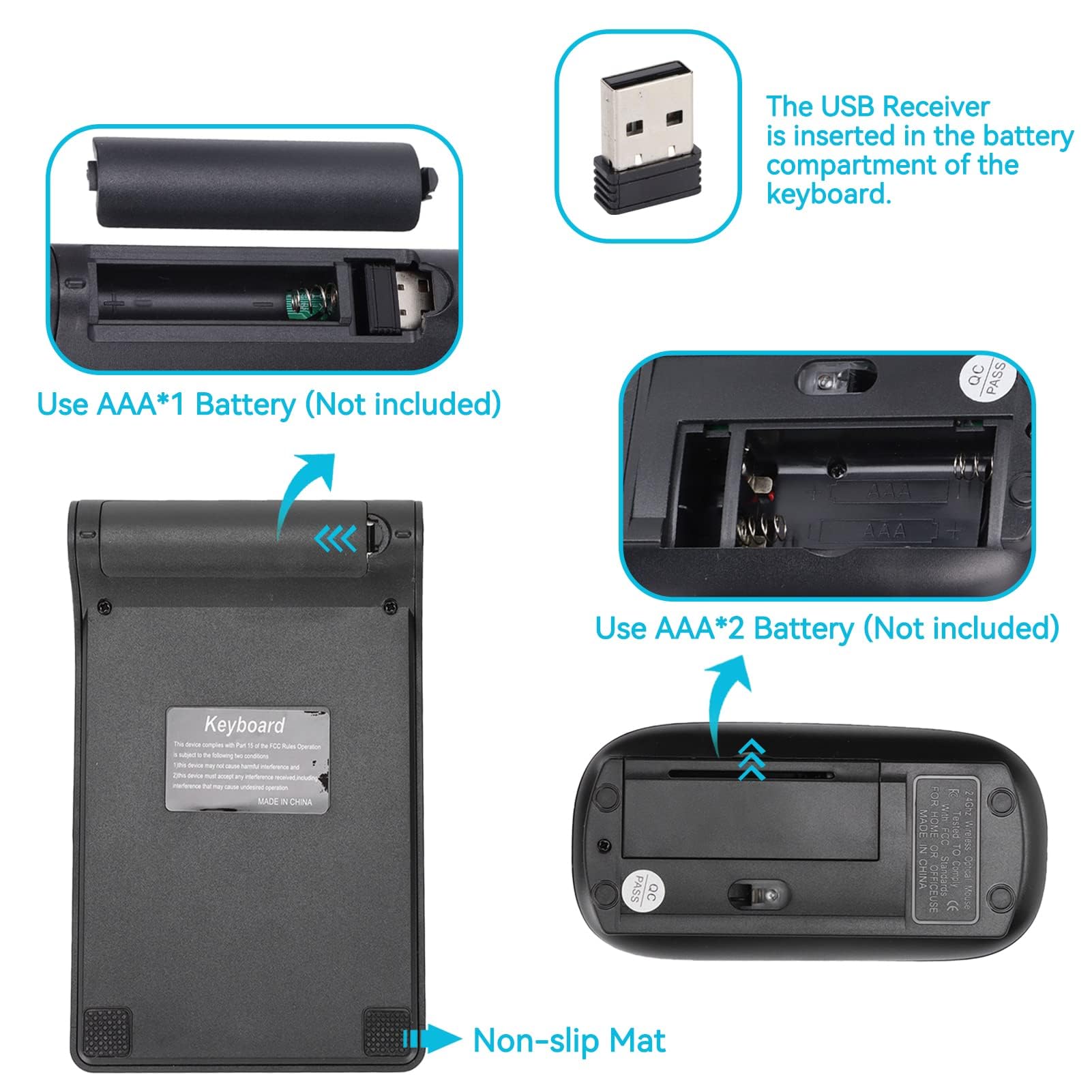 Agatige Combo Clavier Numérique Et Souris sans Film, 2,4 GHz 18 Touches Clavier Mini USB Pavé Numérique Plug and Play Souris Pavé pour Ordinateur Portable, PC, Bureau