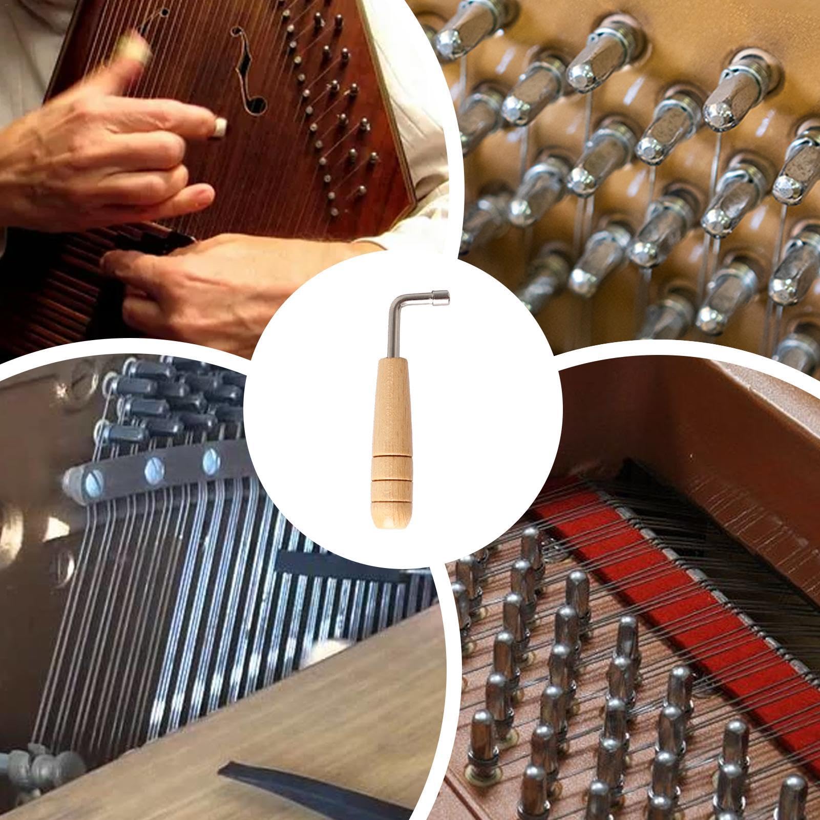 Outils d'accordage de lyre, clé d'accordage en forme de L, accordeur de lyre en métal, clé d'accordage antidérapante, clé de lyre à poignée en bois, clé d'accordage réglable robuste antidérapante