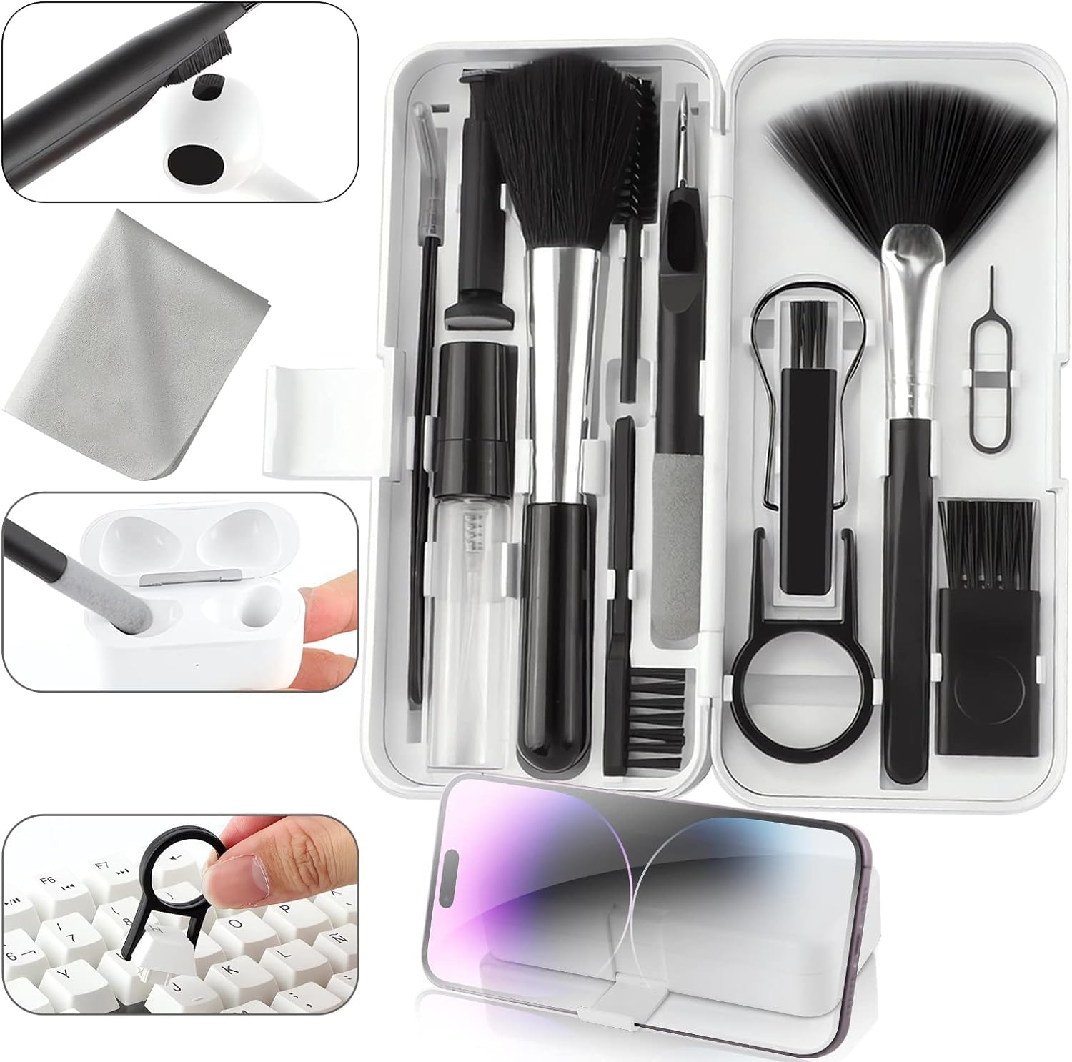 18 in 1 Laptop Cleaning Kit - Keyboard Cleaner, Electronic Cleaner Kit, Keyboard Cleaning Kit, Computer Cleaning Kit,Electronic Cleaning Kit for Airpods/laptop/phone/computer/screen (5ml clean liquid)-image-19
