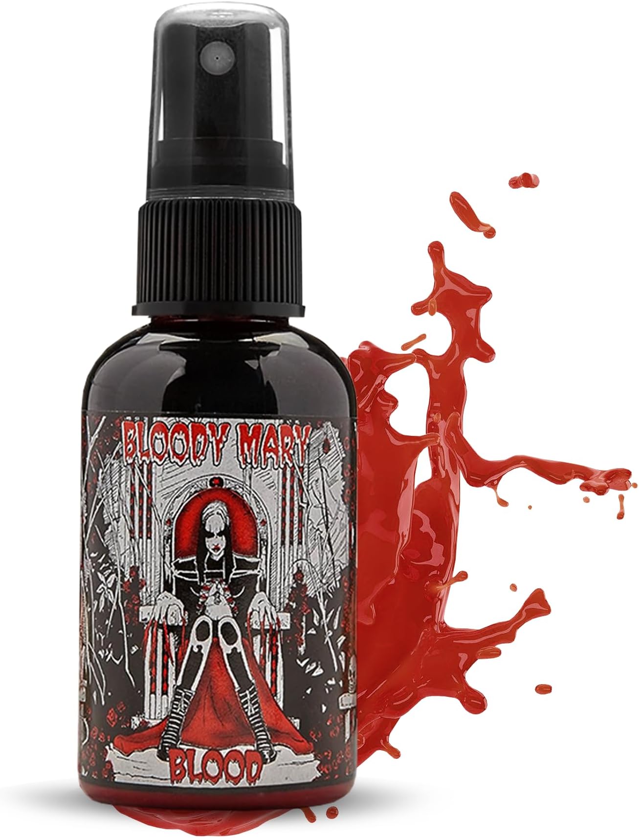 Fake Blood Makeup Spray - For Theater and Costume or Halloween Zombie, Vampire and Monster Dress Up - By Bloody Mary (Medium - 2 oz)