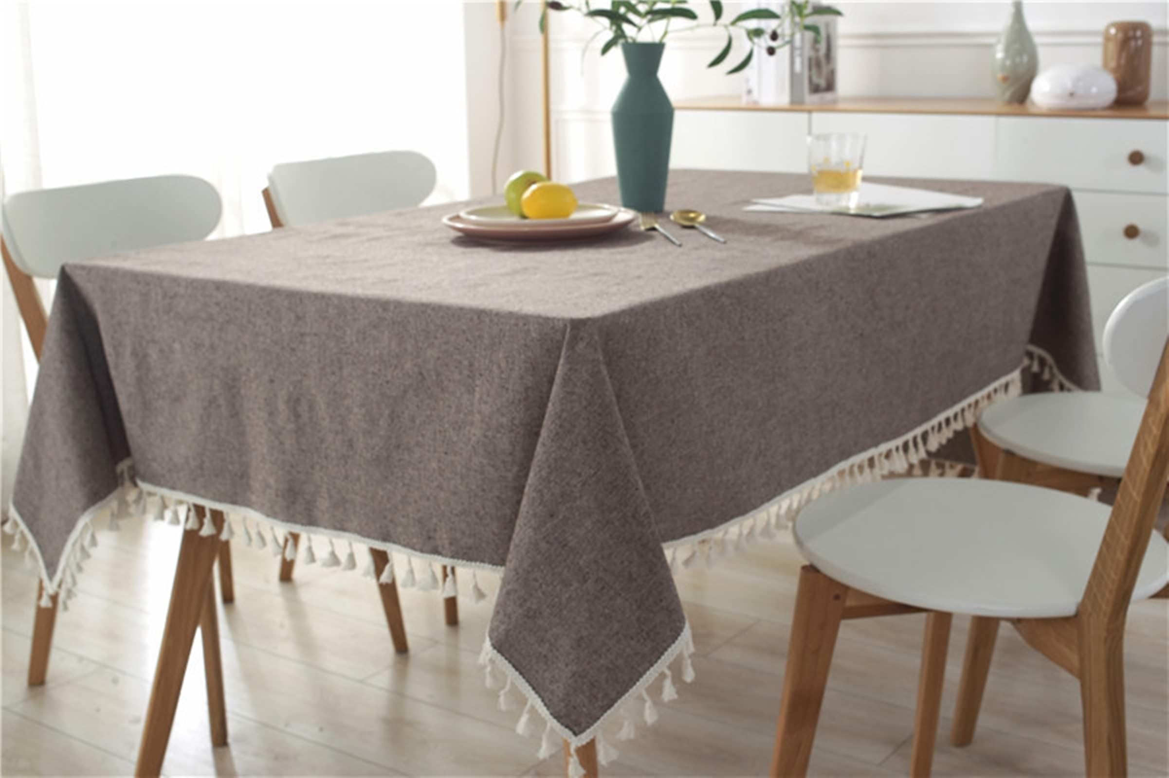 Obrus zmywalny kawa, bawełna len Tablecloth jednokolorowy obrus prostokątny 140 x 220 cm