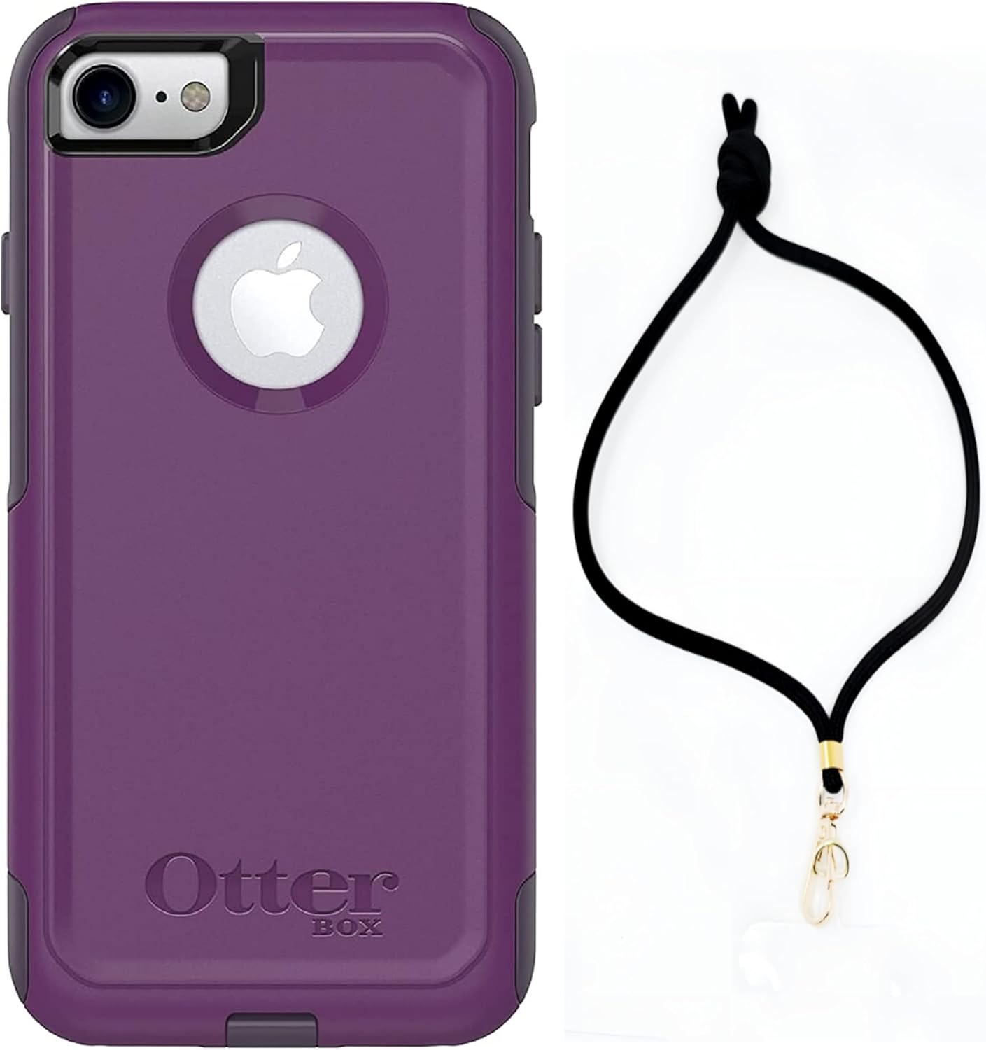 OtterBox Commuter Series Case for iPhone SE (3rd and 2nd gen) and iPhone 8/7 with Wrist Lanyard - Non Retail Packaging - Plum Way, 27-51444-MX-LNY