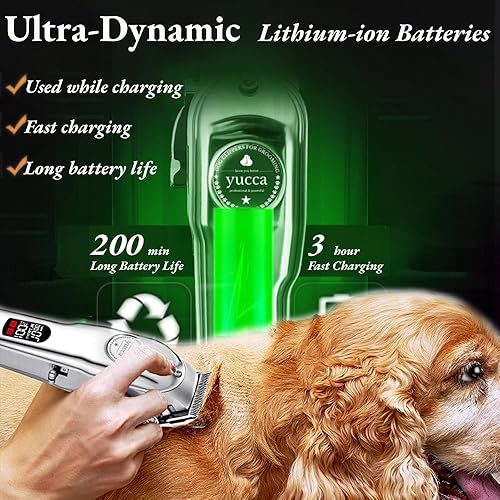 Miniatura 6 de yucca Cortapelos de aseo para perros gruesos y pesados, recortadores inalámbricos para perros, profesionales con hoja de metal para mascotas,