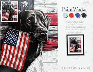PaintWorks 73-91793 Patriotic Dog Paint by Number Kit for Adults and Kids, 11" x 14", Multicolor, Multi
