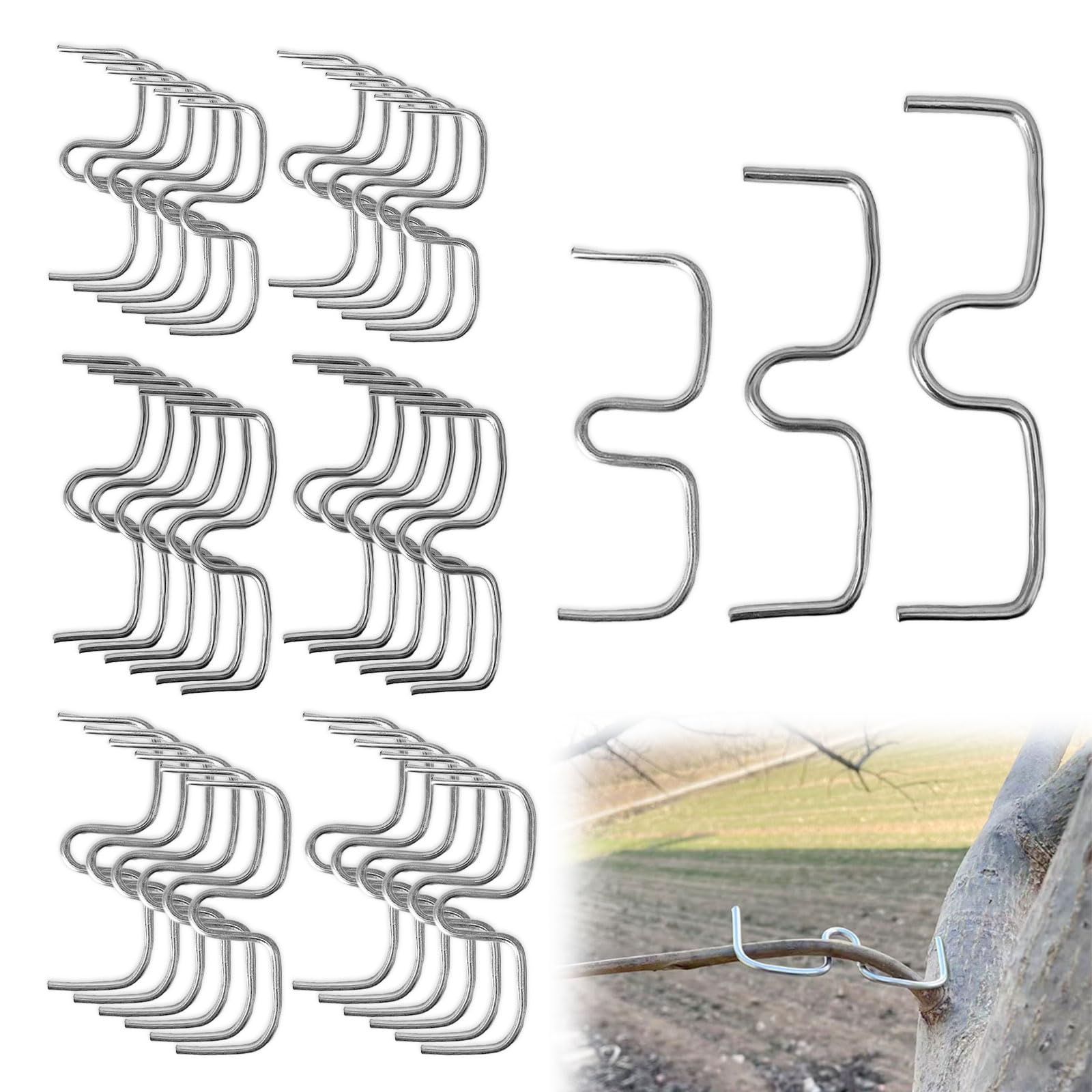 36 Stück Astspreizer für Obstbäume, Metall Aststütze Obstbaum 8/10/13cm, M-förmiger Astzieher Zweigspreize für Gartenbäume, Astklammern Biegehilfen zum Spreizen und Ebnen von Obstzweigen