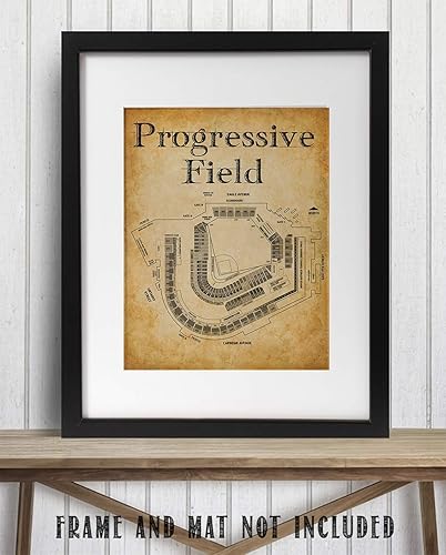 Miniatura 3 de Tabla de asientos del estadio de béisbol de Cleveland, póster sin marco de 11 x 14 pulgadas, mapa de estadio de béisbol vintage, impresión de